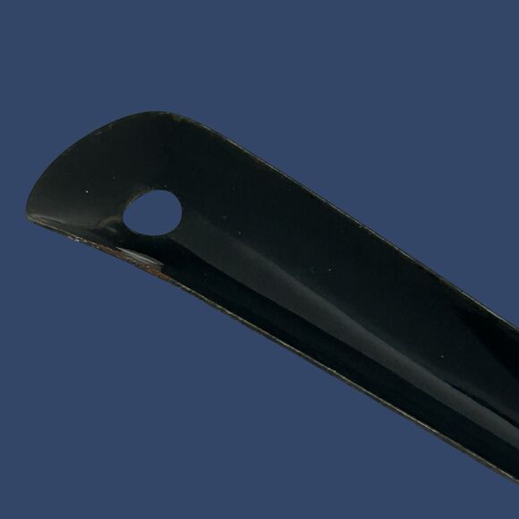 Vintage Metal Enamelware 12”Large Serving Spoon White With Black Handle - Picture 9 of 11